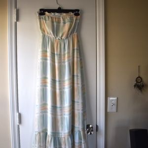 Maxi dress paint stroke multicolor pattern